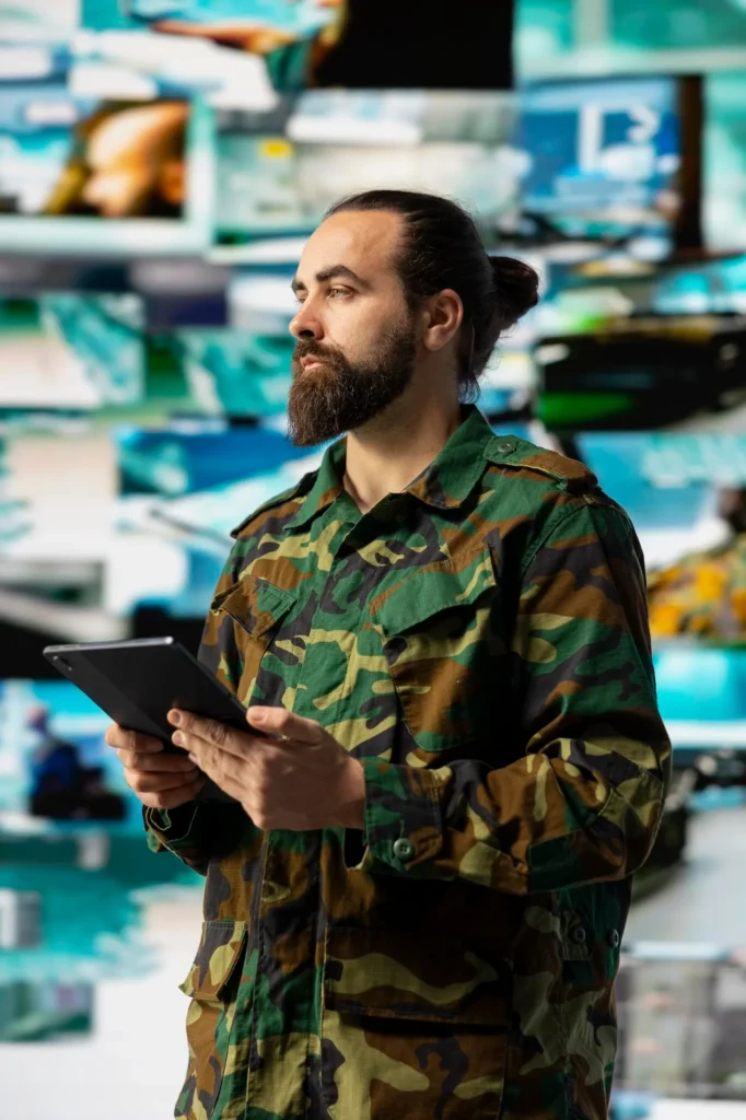 code red veteran courier using digital tracking device